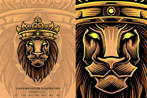 Lion King Vector Illustration, Graphics - Envato Elements