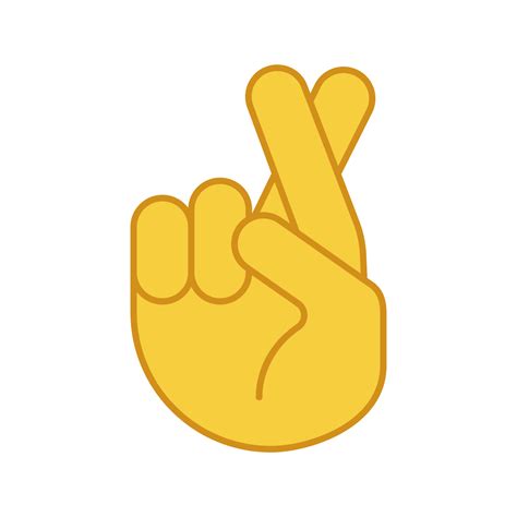 Fingers crossed emoji color icon. Luck, lie, superstition hand gesture. Hand with middle and ...