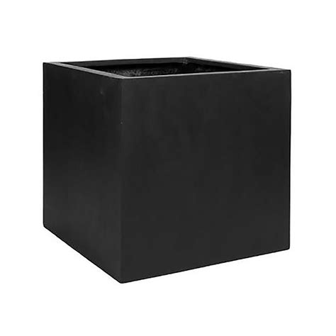 Vasesource 12 in. x 12 in. Matte Black Fiberstone Square Cube Planter-E1003-30-01 - The Home Depot