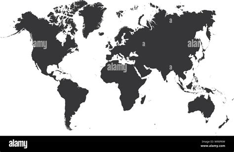 Black World Map, continents of the planet - stock vector Stock Vector Image & Art - Alamy