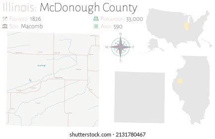 Large Detailed Map Mcdonough County Illinois Stock Vector (Royalty Free ...