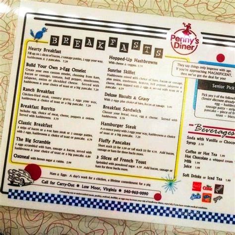 Menu of Penny's Diner in Low Moor, VA 24457