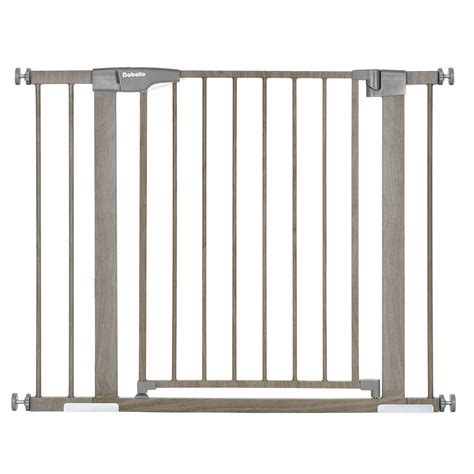 Babelio Metal Baby Gate with Grey Wood Pattern, 29-40" Easy Install Pressure Mounted Dog Gate ...