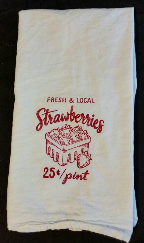 Flour Sack Towels Custom Embroidered Strawberries Country Dish Towels ...