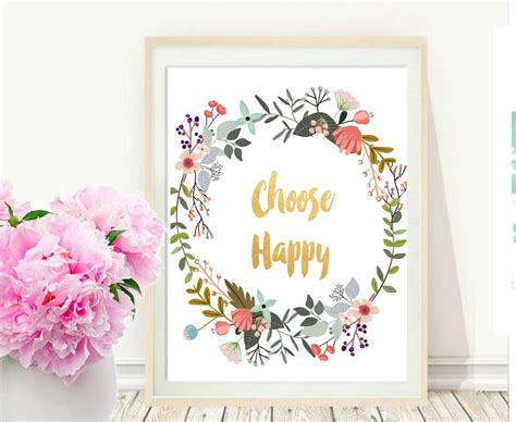 Choose Happy Print Printable Wall Art Typography Print