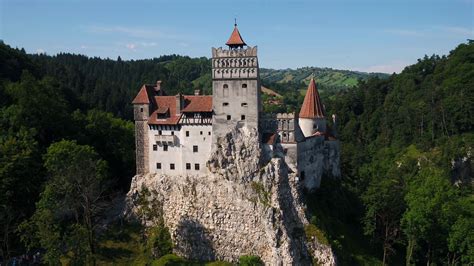 Aerial Romania Bran Castle June 2018 Sunny Stock Footage SBV-332498129 ...