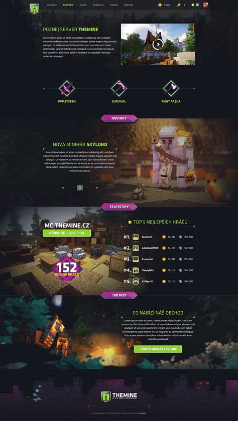 Webdesign for Minecraft server TheMine on Behance