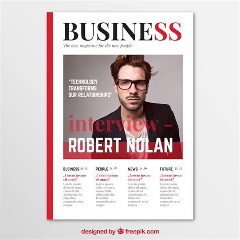 Free Vector | Business magazine cover with photo