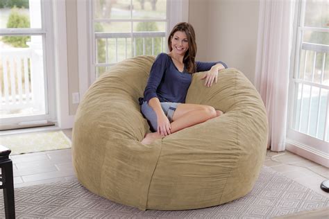 Chill Sack Bean Bag Chair, Memory Foam Lounger with Microsuede Cover, Kids, Adults, 7 ft, Camel ...