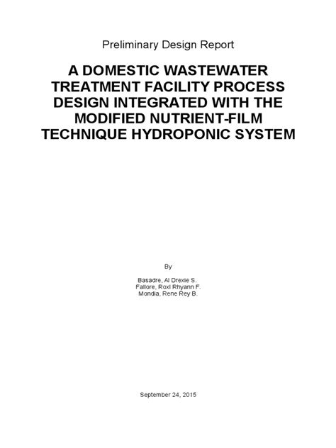 Preliminary Design Report - Coverpage | Wastewater | Sewage Treatment | Free 30-day Trial | Scribd