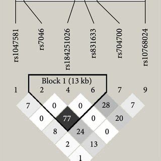 Linkage disequilibrium plot for the SNPs of CD59 gene. Note: (a ...