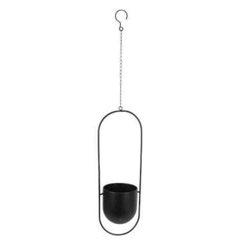 Audreys - Black Metal Hanging Planter Indoor Outdoor Flower Pot Minimalist Oval Decor, One Size ...