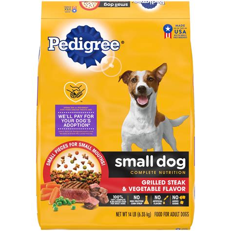 PEDIGREE Complete Nutrition Grilled Steak and Vegetable Dry Dog Food for Small Adult Dog, 14 lb ...