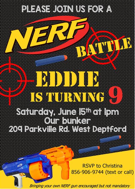 Nerf Gun Nerf Battle Birthday Party Invitation | lupon.gov.ph