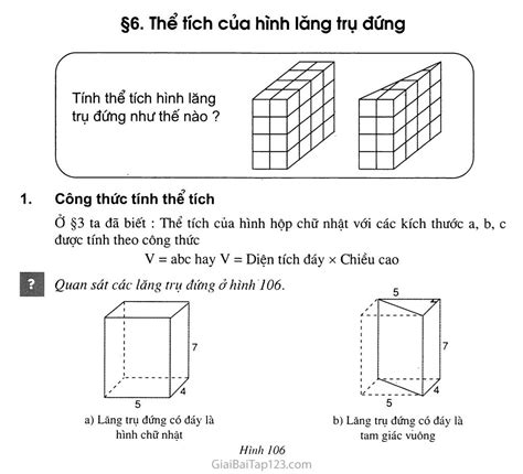 SGK Toán 8 - Bài 6. Thể tích của hình lăng trụ đứng