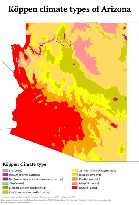 Koppen climate types map of Arizona USA. | Arizona, Map, Climates