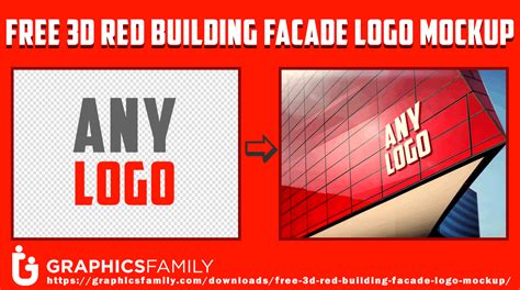 Free 3D Red Building Facade Logo Mockup – GraphicsFamily