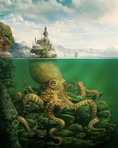 Pin by Erin Vest on art | Kraken art, Kraken, Trippy painting