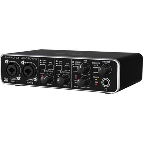 Behringer UMC204HD Audio Interface 2 Input 4 Output 24-Bit/96 kHz USB Audio/MIDI Interface ...