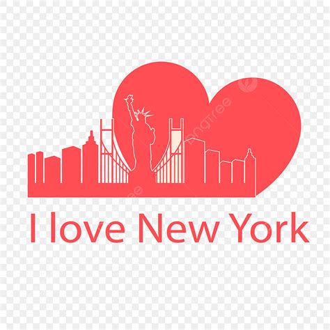 New York Building Vector Hd Images, Red Buildings Statue Of Liberty Love I Love New York, City ...