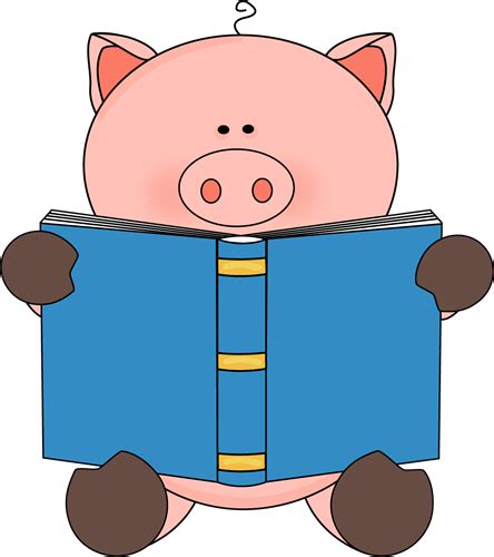 pig reading a book clipart - Clip Art Library