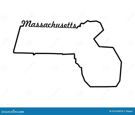 Massachusetts Outline Map And Flag Cartoon Vector | CartoonDealer.com #97881241