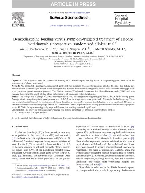 (PDF) A comparison of lorazepam versus diazepam in the treatment of ...