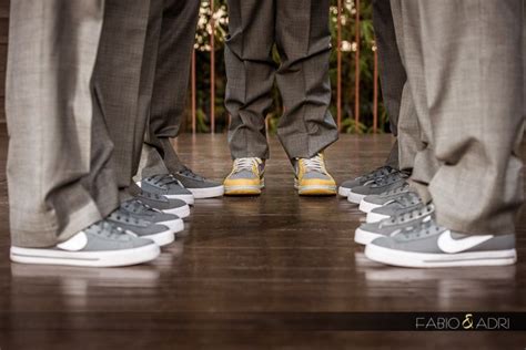 Matching Tennis Shoes, Groom and Groomsman, Nike, Yellow, Gray, hanging, Las Vegas Photographe ...