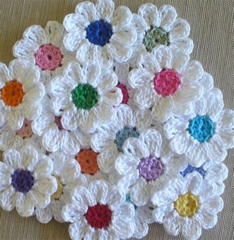 Handmade Small Crochet Flowers Appliques set of 16