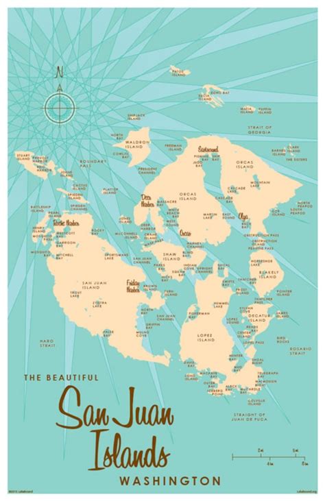 San Juan Islands WA Map Print