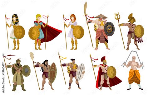 ancient past history fighters warriors Stock Vector | Adobe Stock