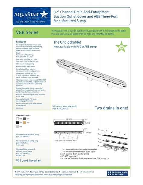 View Product Sheet - AquaStar Pool Products