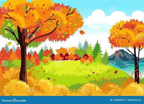 Beautiful Autumn or Fall Season Nature Landscape Background Illustration Stock Vector ...