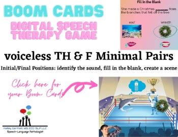 Voiceless TH & F Minimal Pairs BOOM CARDS by HaileyCSLP | TPT