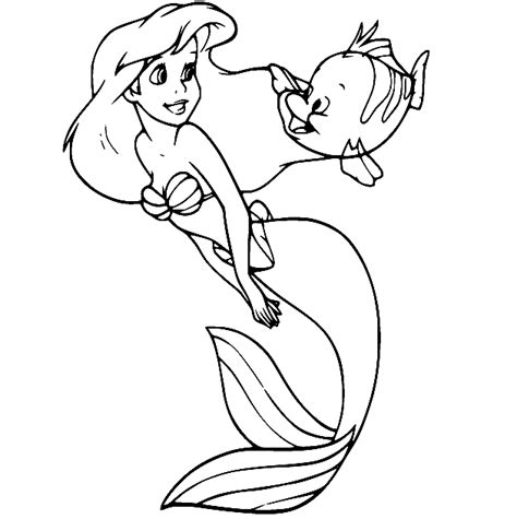 Princess Ariel and Flounder Coloring Page - Free Printable Coloring Pages