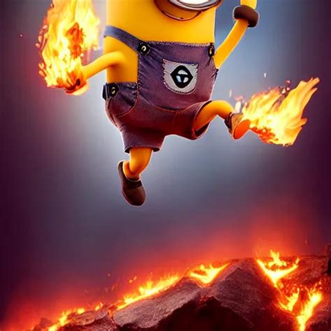 KREA - Minion jumping into a fire, high quality mastercraft digital ...