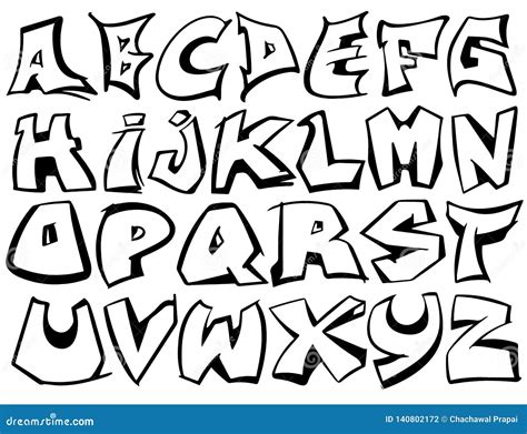 English Alphabet Vector from a To Z in Graffiti Black and White Style ...