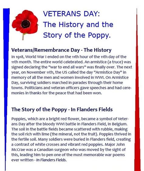 VETERANS DAY: The History and the Story of the Poppy | Veterans day quotes, Veterans day ...