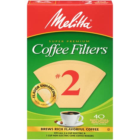 Melitta #2 Natural Brown Cone Coffee Filters, 40 Ct - Walmart.com ...