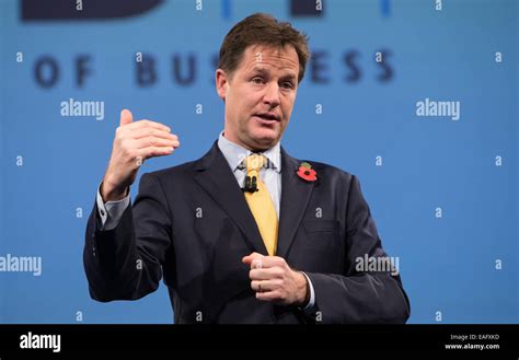 Deputy Prime Minister,Nick Clegg,speaking at the Annual CBI conference in the Grosvenor Hotel ...