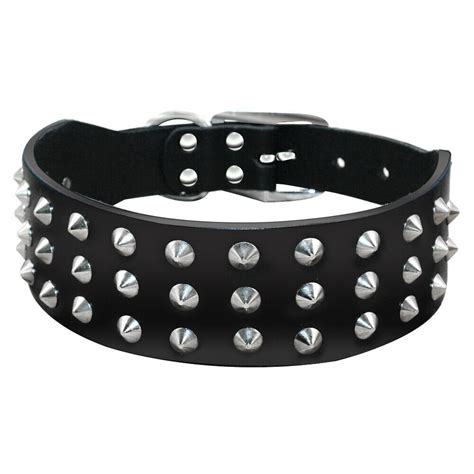 Black Spiked Rivets Dog Collars Genuine Leather Heavy Duty for Small Large Dogs | eBay