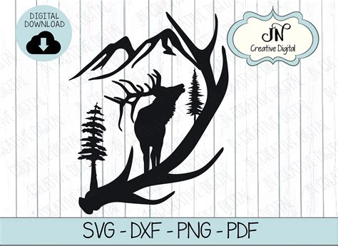 Elk Antler Scene SVG Cut File Cut File DXF SVG Cut File - Etsy