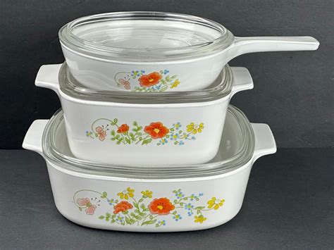 Vintage Corning Ware Wildflower A-1 1/2-B/P-83-B Baking Casserole/vegetables/side Dish Sauce Pan ...