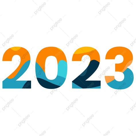 New Year 2023 Vector Hd PNG Images, The Number 2023 Wavy Color For New ...