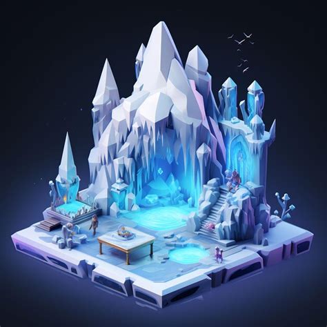 Premium AI Image | a snow covered island with a table and a table with ...