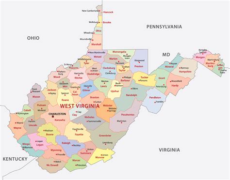 West Virginia Counties Map | Mappr