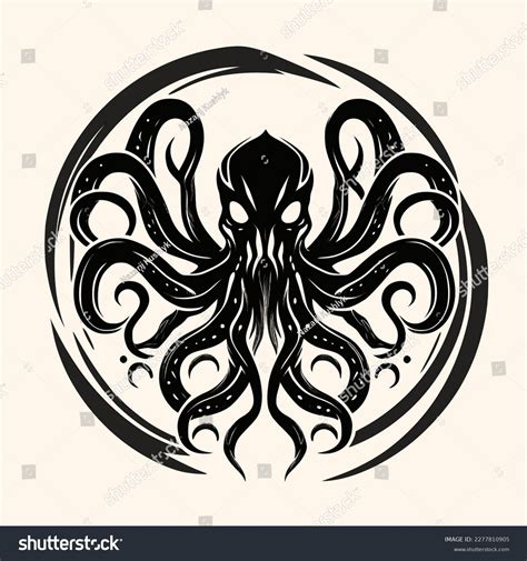 Black White Cthulhukraken Silhouette Ornament Vector Stock Vector (Royalty Free) 2277810905 ...