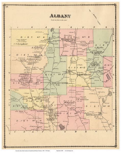 Albany, Vermont 1878 Old Town Map Reprint - Orleans Co. - OLD MAPS