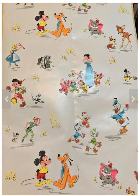 Vintage 1950s RARE DISNEY Wallpaper Full Roll Contact Paper | Disney wallpaper, Wallpapers ...