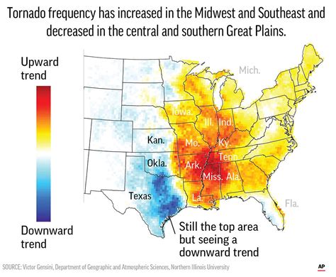 Map: Tornado frequency has increased in the Midwest and Southeast | Climate Signals